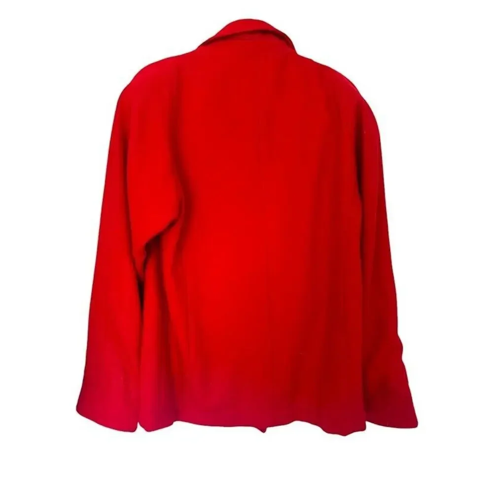 Stephane Mathews II Vintage Red Wool Blend Pea Coat‎ Gold Button Womens Size 8